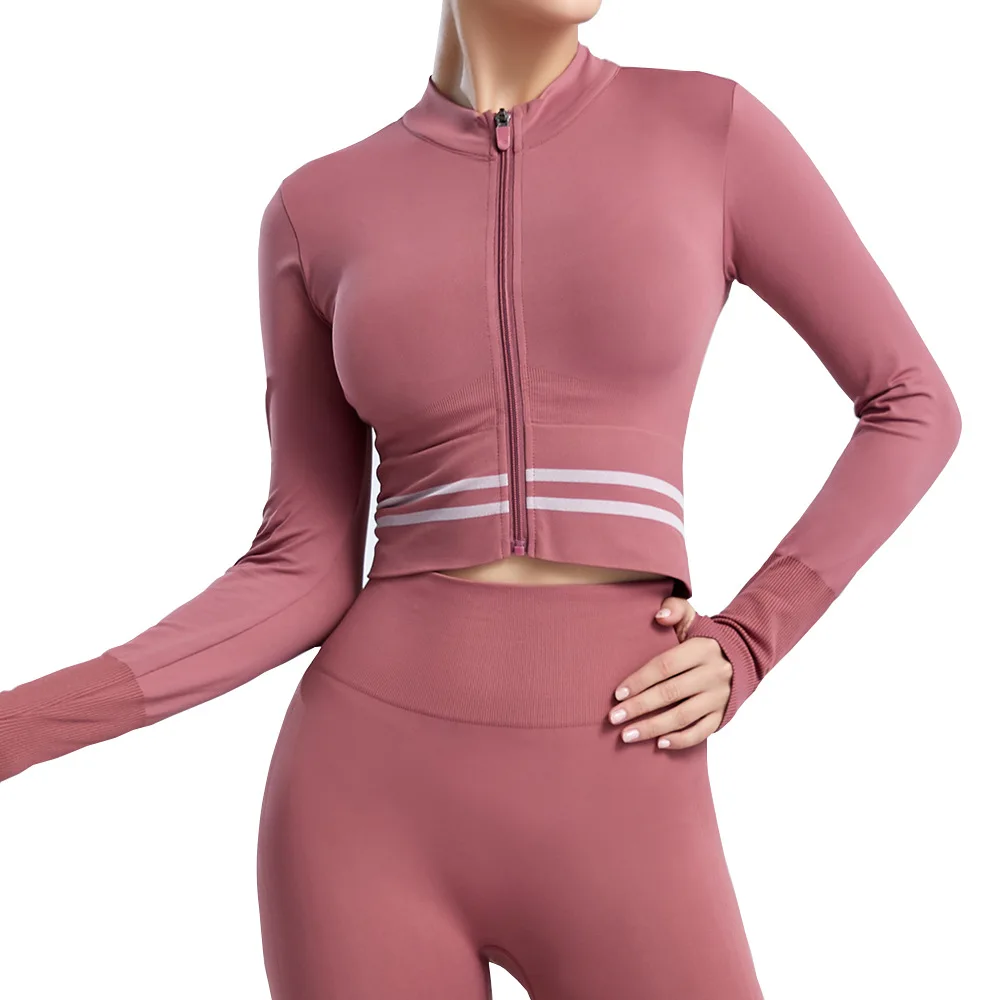 

In the spring of new web celebrity yoga sports coat sexy female polyamide stretch zipper running room fashion fitness clothing