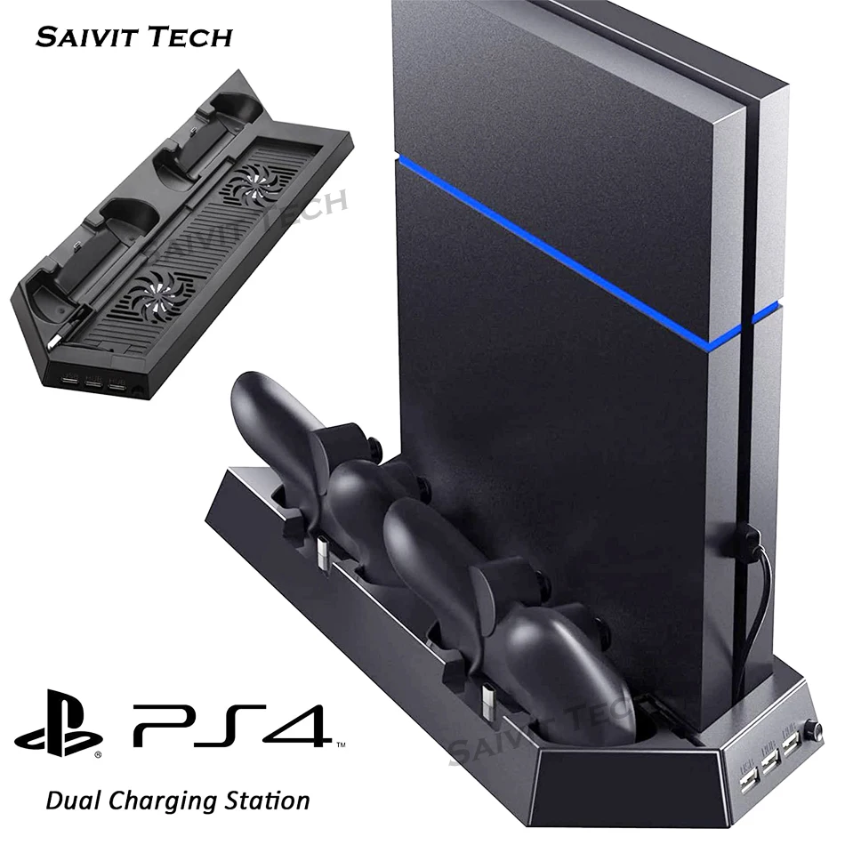 2 в 1 Подставка для охлаждения PS4/PS4 Slim/ Vertical с зарядным устройством двух