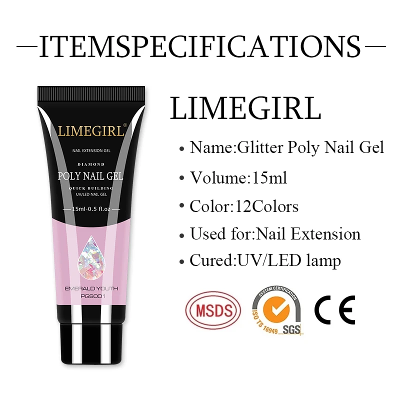 Полигель для наращивания ногтей 15 мл гель быстрого 38 цветов полигель акриловый