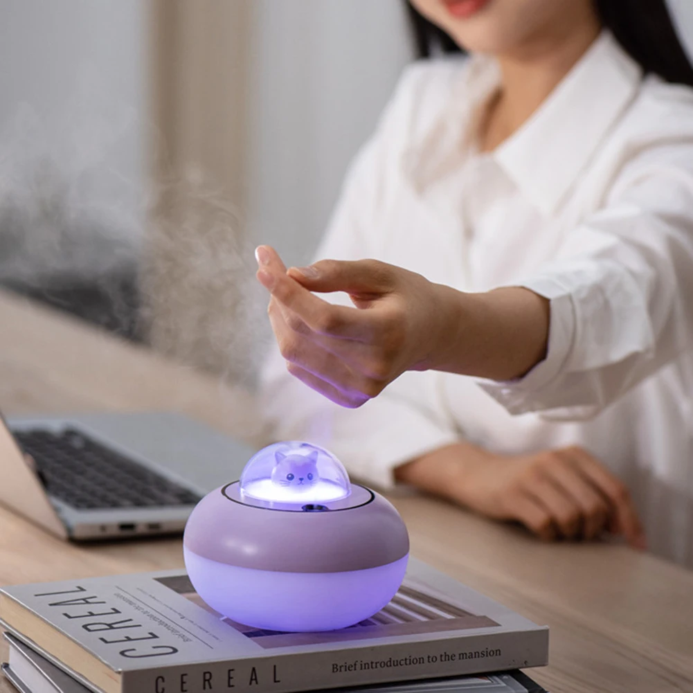 

USB Cat Night Light Mini Air Humidifier Home Table Silent Cute Essential Oil Aroma Diffuser Household Appliances