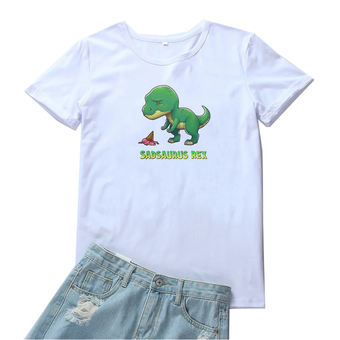 

Sadsaurus Rex T-shirt Women Cute Cartoon Dinosaur Pattern Women T Shirt Harajuku Tops Camiseta Mujer Cotton Loose Women Tshirts