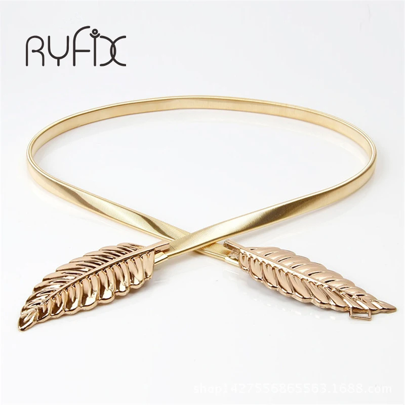 Новинка 2021 Модный женский пояс с металлическими листьями и эластичным поясом