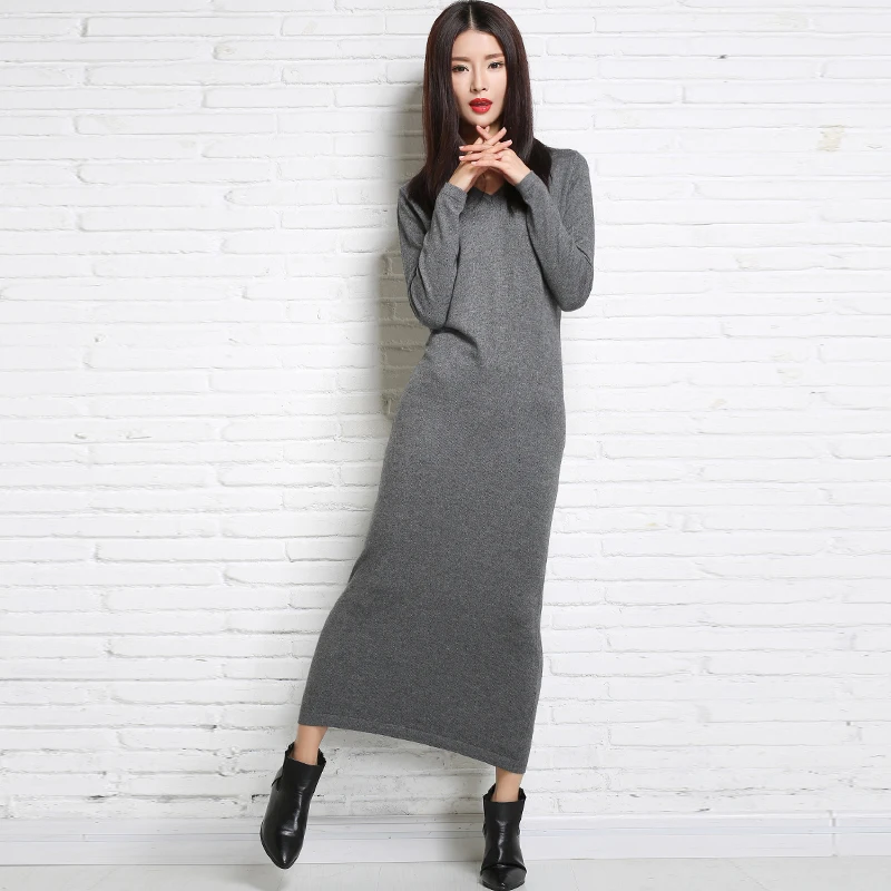 Длинная трикотажная юбка-свитер ALKMENE модная облегающая с v-образным вырезом