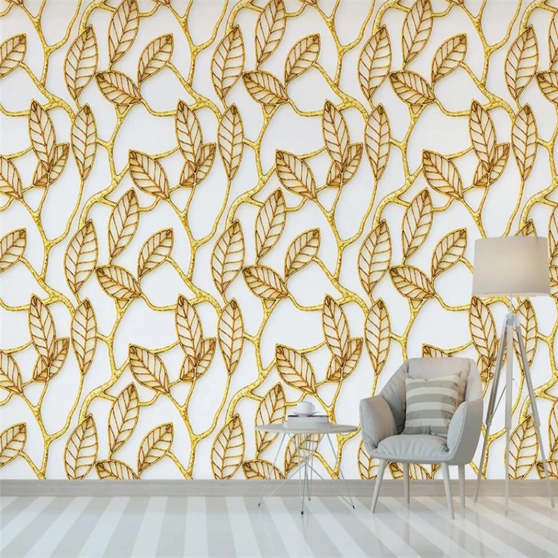 Custom Mural Wallpaper Creative Personality Gold Leaf Living Room TV Background Wall Painting | Fabric &amp Textile Wallcoverings