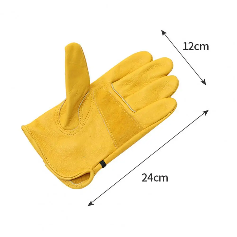

1 Pair Heat Insulate Glove Soft Sweat Absorption Adjustable Work Cowhide Leather Heat Resistant BBQ Gloves for Outdoor