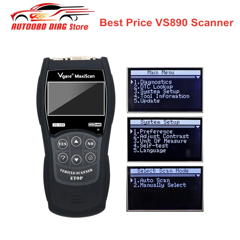 Диагностический сканер Vgate VS890 VS890S OBD2 VS 890 SCAN Tool VS-890 CAN-BUS поддержка нескольких