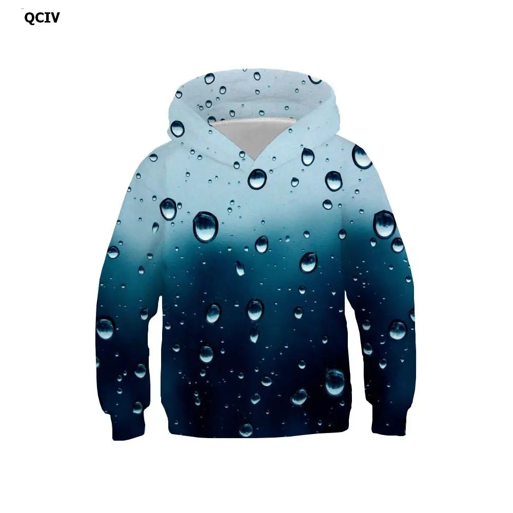 

QCIV Brand Raindrop Hoodie kids Novel Sweatshirt Printed Retro Hoody Anime Harajuku Hoodie Print Long Sleeve Funny Autumn New