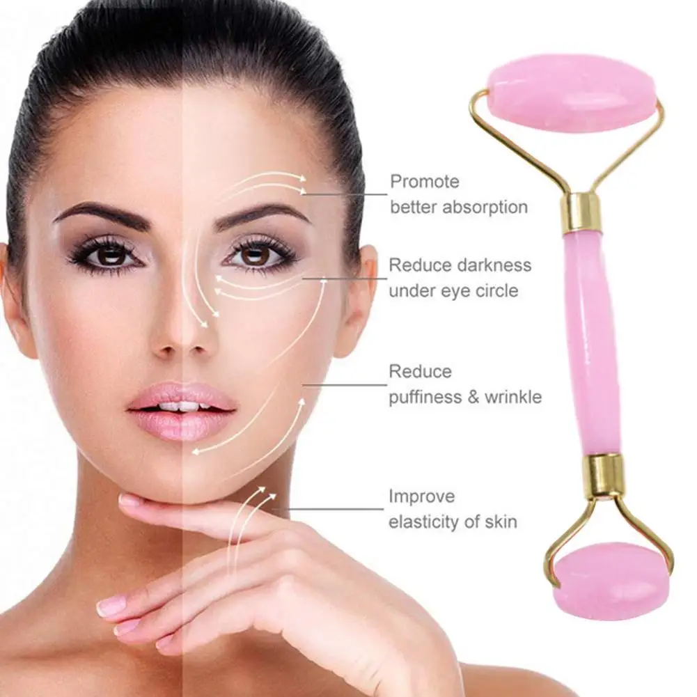 New Face Massage Jade Roller Rose Quartz Natural Resin Crystal Slimmer Lift Wrinkle Double Chin Remover Slimming Tools |