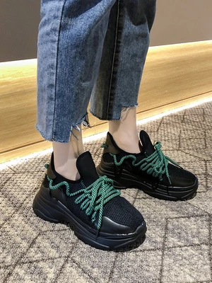 Женская обувь с толстой подошвой Сезон осень-зима Новинка 2020 года ulzzang wild net ins super