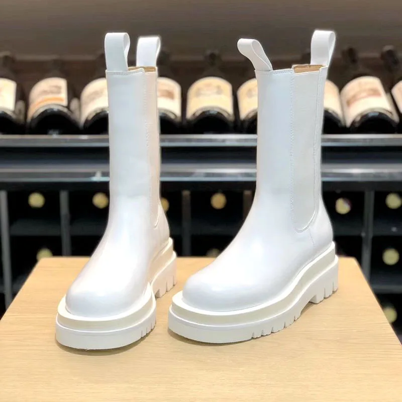 Новый дизайн зимние Ботинки martin на толстой подошве кожаная обувь с круглым