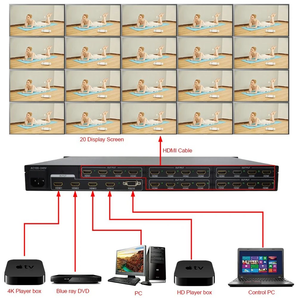 LINK MI 4 в 20 или наружу 4K HDMI сплиттер с переключатель Поддержка разрешение до 3840*2160 @