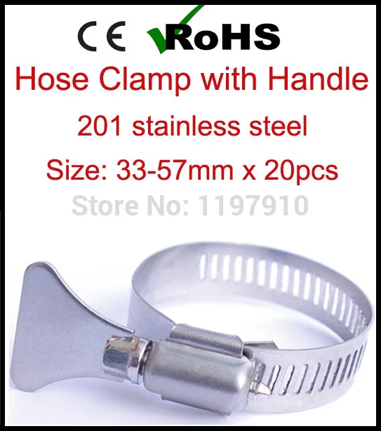 

Зажимы для шлангов с Т-образным болтом, сильная мощность 33 мм-57 мм x 20 шт., Крепежное кольцо для труб