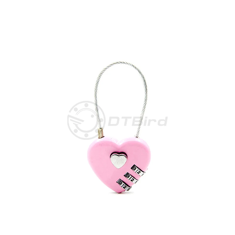 pink 1 шт. замок в форме сердца 3 набора замок с цифровым шифром багажный пароль навесной замок двойное настроение замок любви туристический подарок 5 цветов - Цвет: pink
