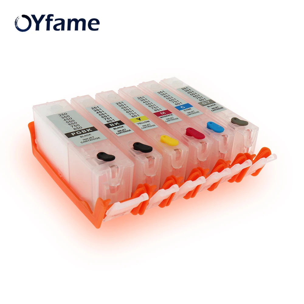 

OYfame 6 colors BCI-350 BCI-351 Refillable Ink Cartridges with ARC chips for Canon PIXUS MG6330 MG6530 IX6830 MG5530 Printer