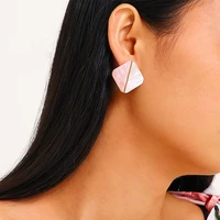women jewelry pink white acrylic earrings 2021 new design hot selling square round drop earrings for girl party gifts wholesale