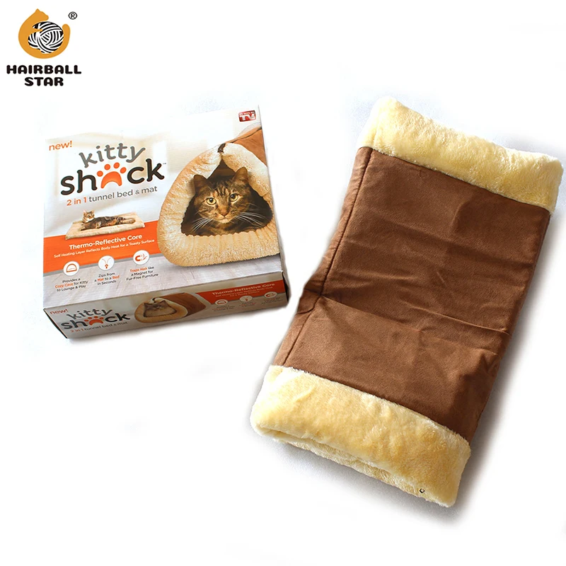 

Plush Pet Cat Bed Warm Multifunctional Cat Cave Bed Outdoor Travel Suede Cat Mat Tunnel Winter Cats Products For Pets