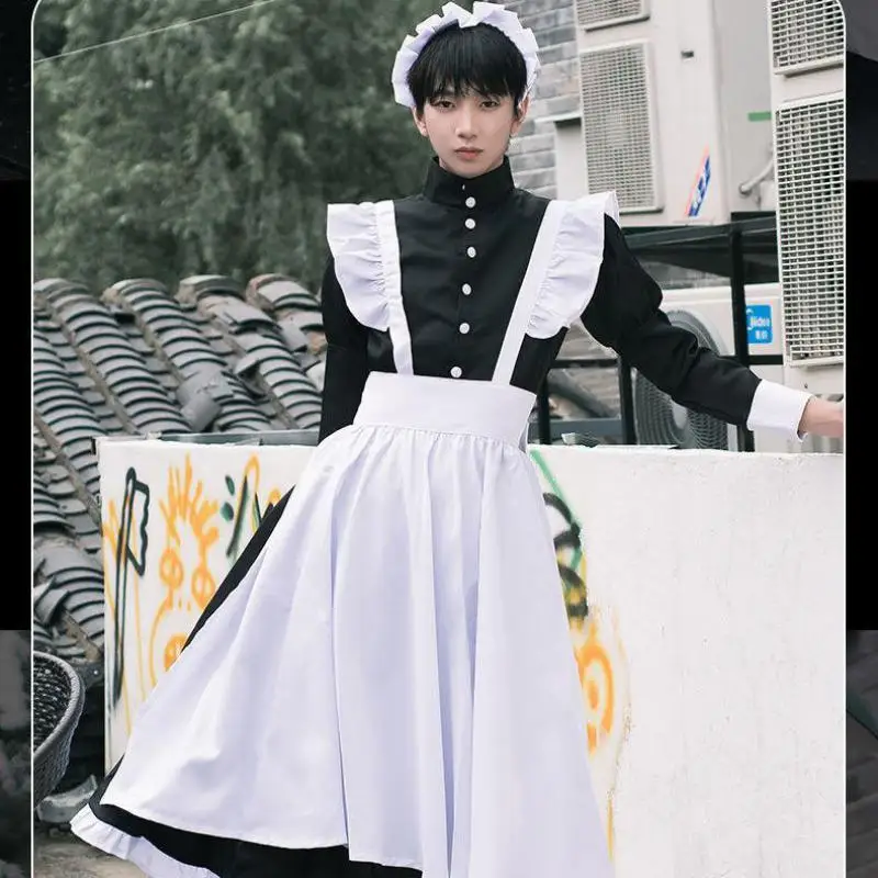 Костюм горничной Кодоны для мужчин и женщин черная Готическая Карнавальная