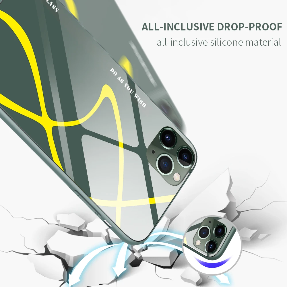 Geometric Tempered Glass Case iPhone 11 Pro Max Xr Xs Liquid Silicone Cover For 6s 7 8 Plus Ultra-Thin Phone Shell Coque | Мобильные