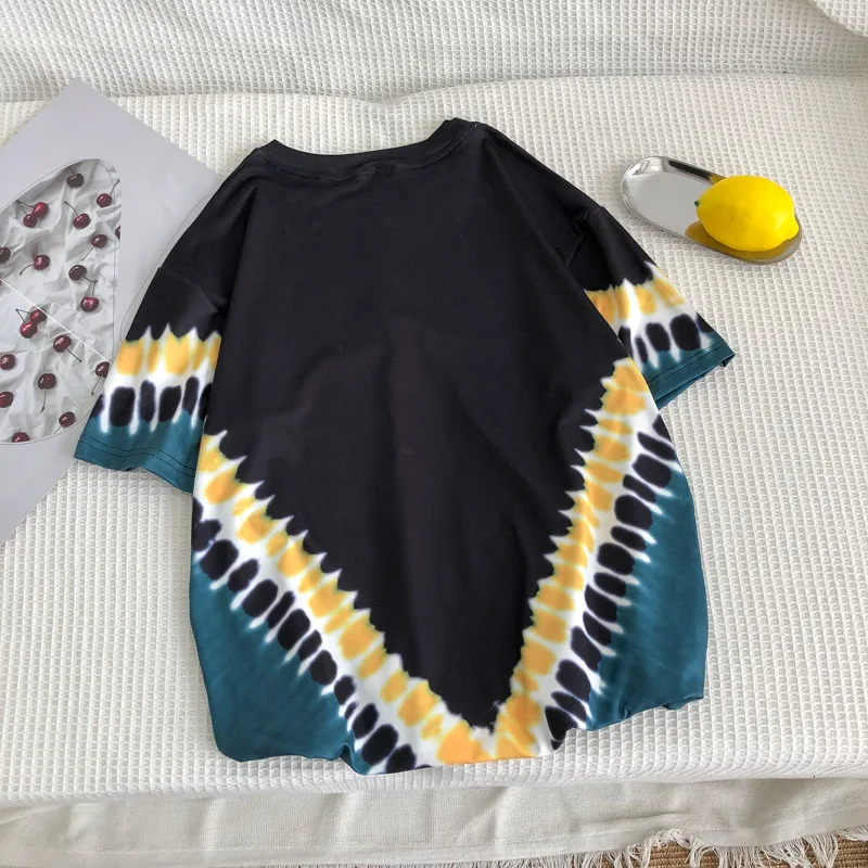 

LOVZON Tie Dye Tshirts Men & Women Summer Crew Neck Geometric Men's T-shirts Street Tee Shirts Male Cotton Top