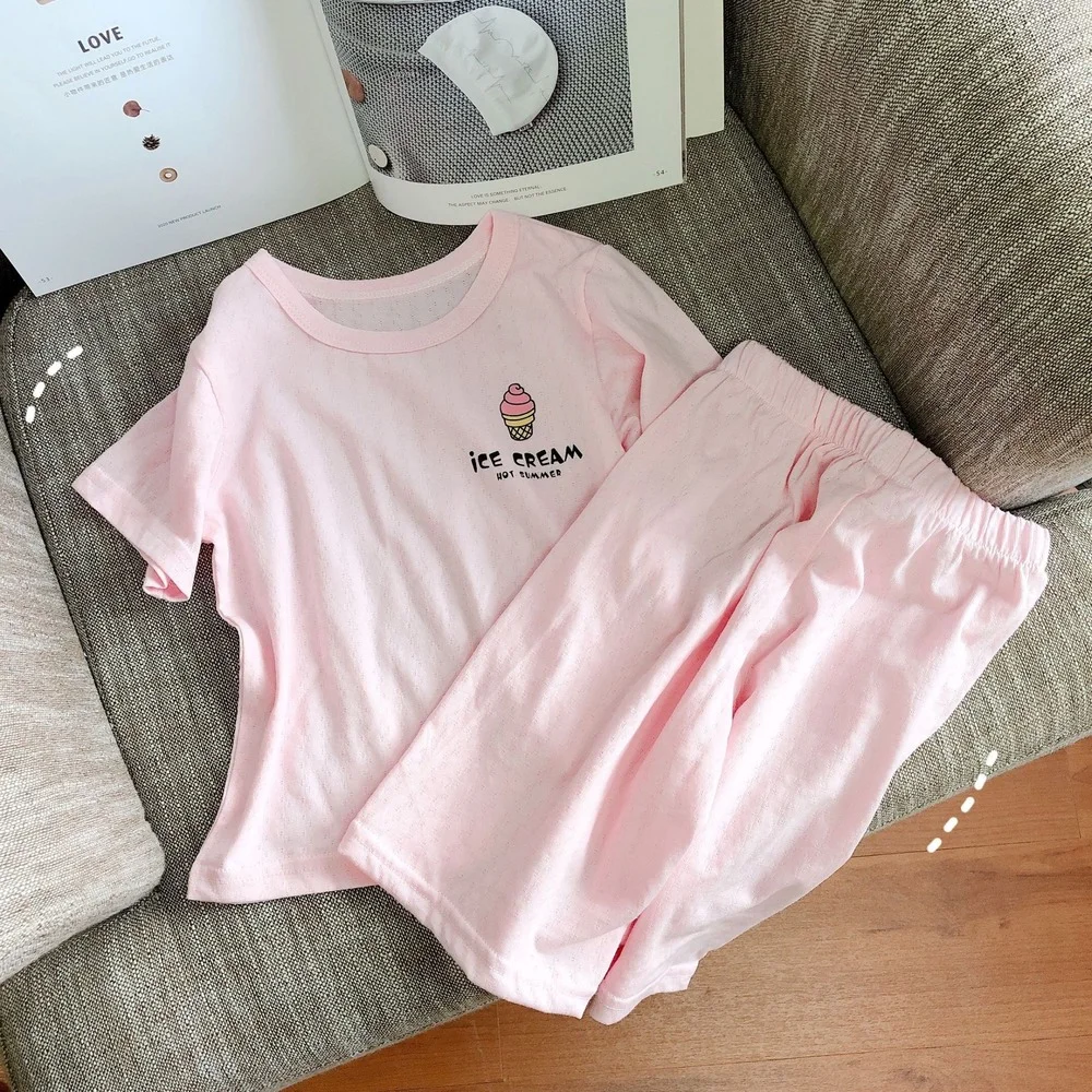 

Spring and Autumn Pink Cartoon Cartoon Summer Moisture Wicking Cotton Ordinary Home Service Toddler Girl and boys Clothes