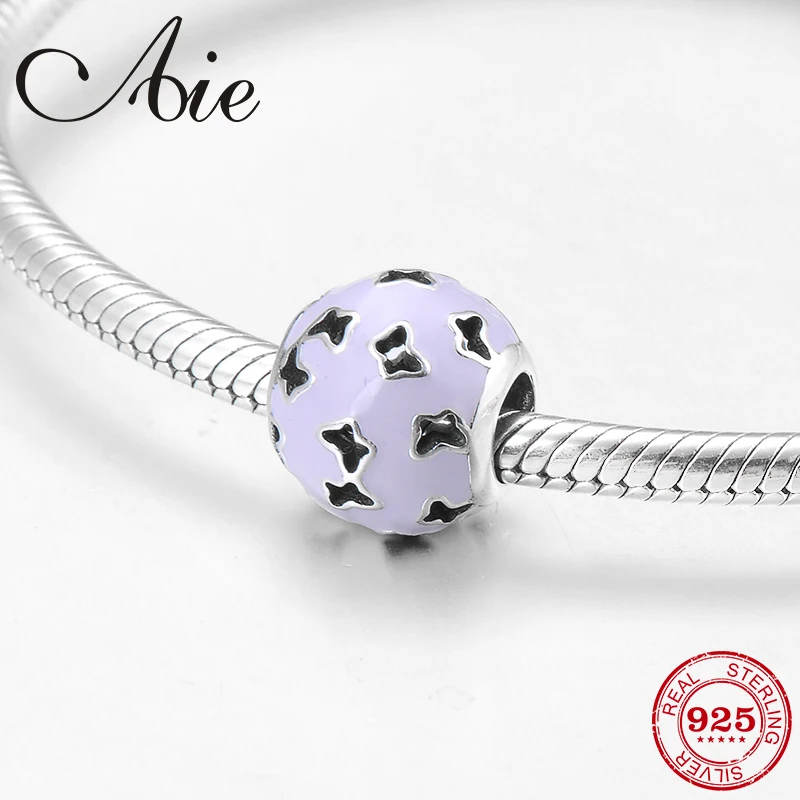 Серьги бабочки из стерлингового серебра 925 пробы фиолетовые круглые бусины