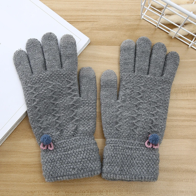 Перчатки зимние Guantes Invierno Mujer плюс толстые теплые Neri бархатные пять пальцев