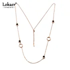 Длинное двухстороннее ожерелье Lokaer N18254 из нержавеющей стали с черно-белым корпусом