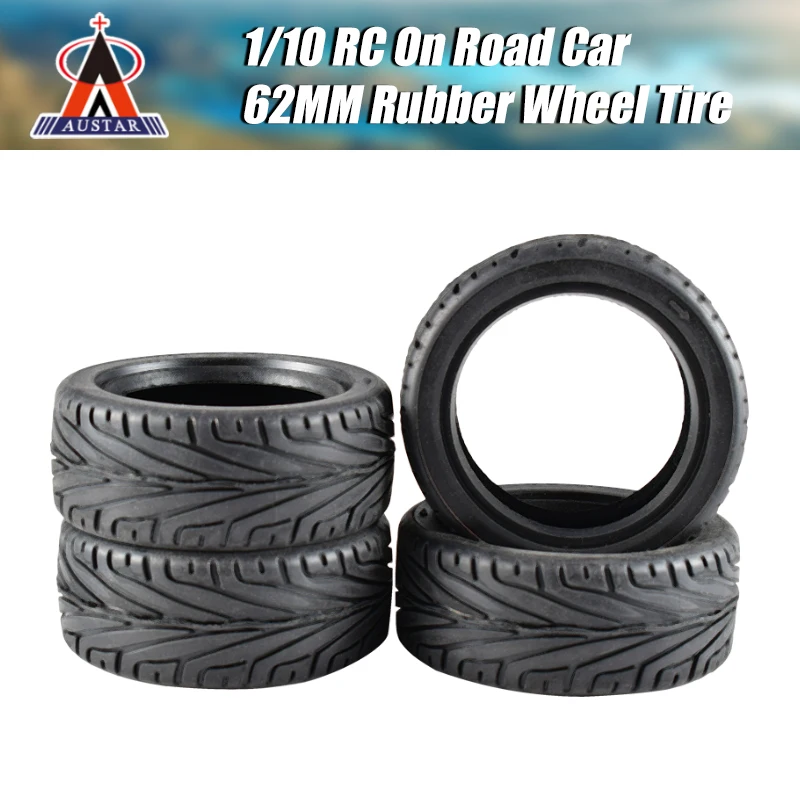 Good Sale AUSTAR 4Pcs/Set Rubber Tyre Wheel Tire for 1/10 RC On Road Car Traxxas HSP Tamiya HPI Kyosho RC Car