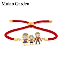 mg family gold red bracelets for women black zircon charm bracelets knitted handmade string fashion jewelry accessories