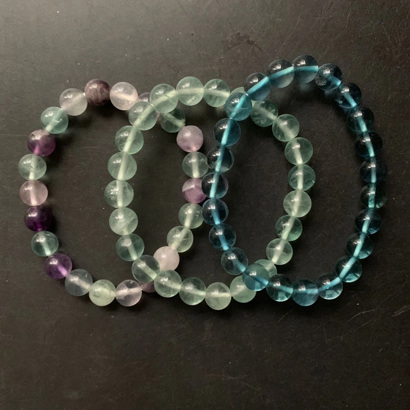 

Natural Blue Fluorite Bracelet Green Rainbow Fluorite Crystal Beads Stone Spiritual Healing Crafts Wholeasle