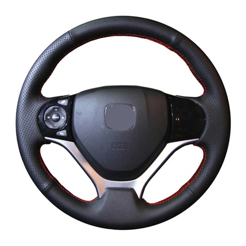 Steering Wheel Cover Leather Black Steering Wheel Cover for Honda Civic 9 2012 2013 2014 2015 Grip Cover car assessoires