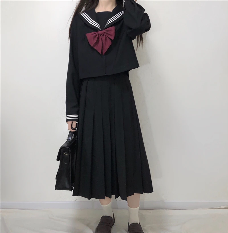 

Японский темно Колледж костюм женский исходя из пункта JK форма рубашка в морском стиле + плиссированная юбка с завышенной талией рубашка в м...
