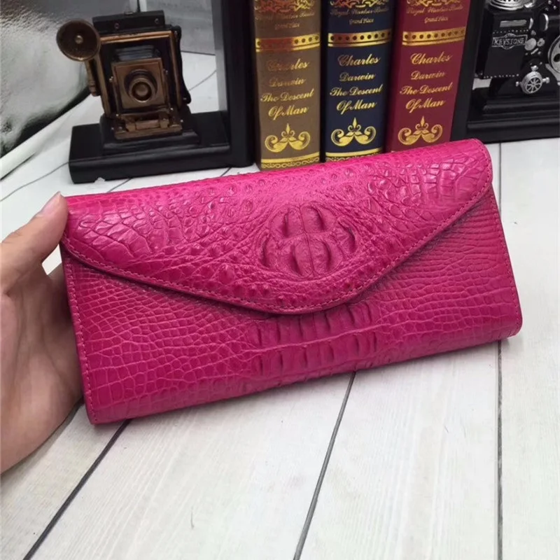 Необычная натуральная крокодиловая кожа Дамский большой кошелек для карт