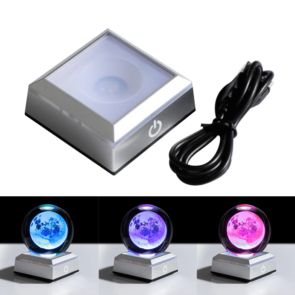 

7 Colors LED Light Base Home Decor Modern Display Plate Bedroom Gift Show Stand Touch Switch Art 3D Nightlight