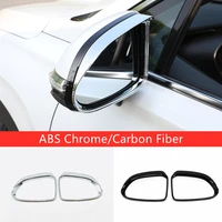 abs chromecarbon for hyundai santa fe 2018 2019 car rearview mirror block rain eyebrow cover trim car styling accessories 2pcs