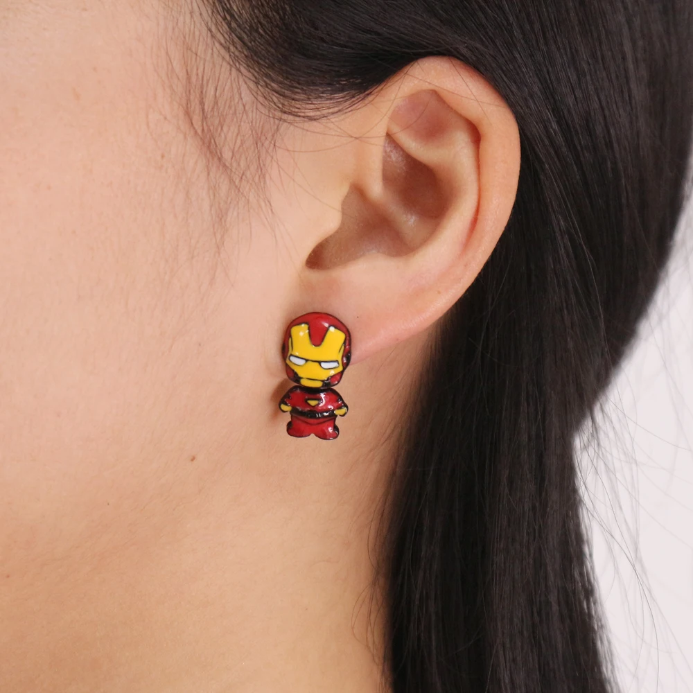 Серьги с человеком-пауком, Бэтменом, Железным человеком, серия Marvel, модные, для мужчин и женщин, забавный подарок, серьги для пирсинга, бижутерия