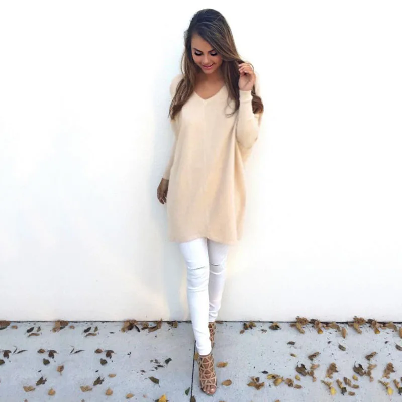 Модная Осенняя Женская толстовка с v-образным вырезом и длинными рукавами |