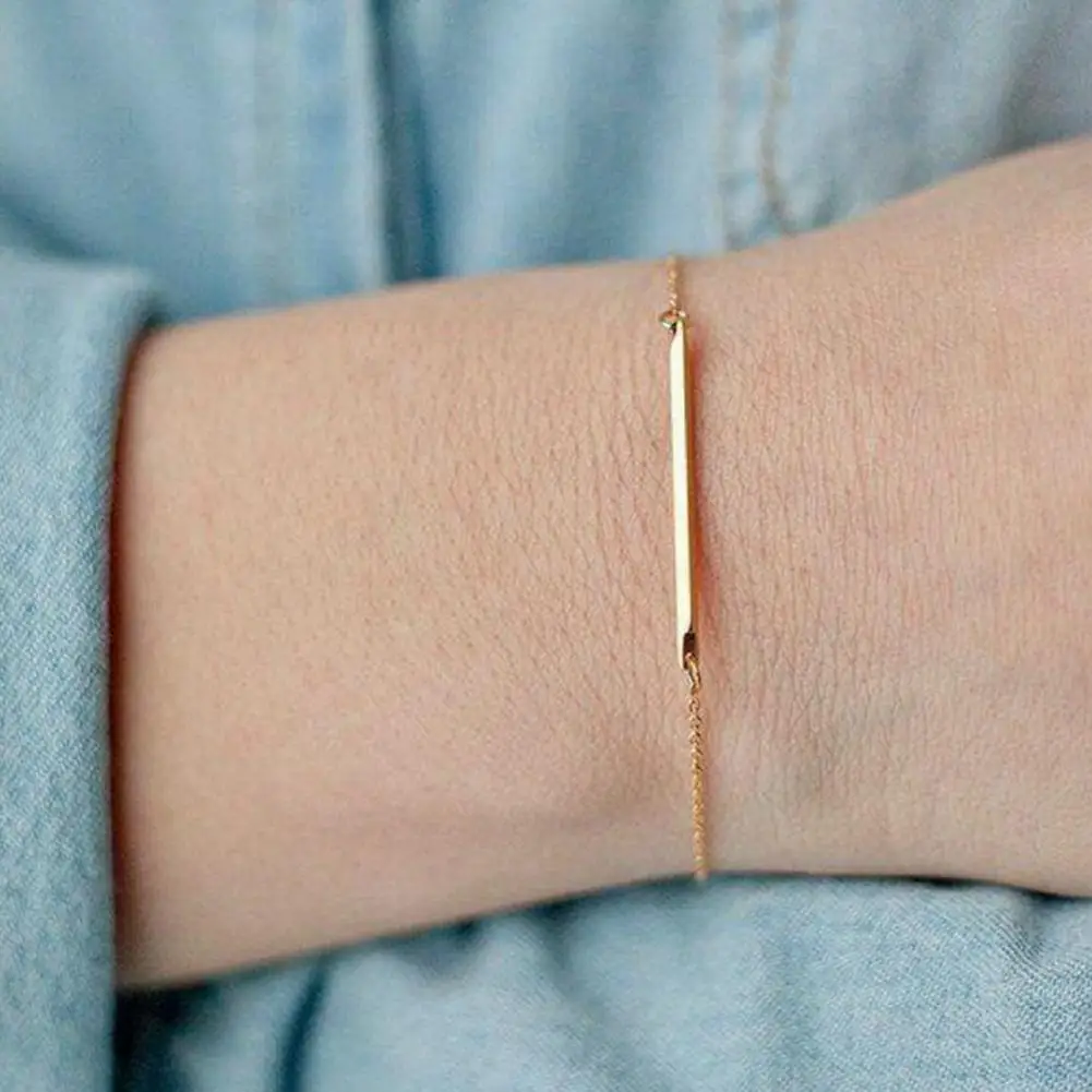 

Women Fashion Simple Bracelet Wedding Engagement Slim Bracelets Women Bridal Jewelry Bracelet Golden Color pulseras браслет
