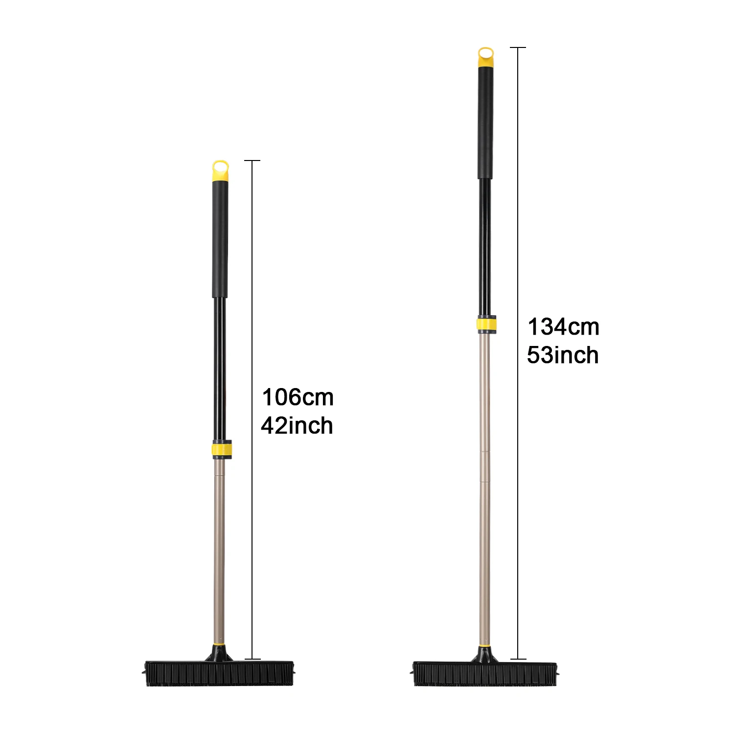 

Telescopic Broom Rubber Bristles Carpet Brush with 53 Inch Adjustable Long Handle for Home Tile Floor Cleaning