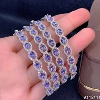 fine jewelry 925 sterling silver inlaid with natural gemstones womens luxury popular tanzanite cuff hand bracelet support detec