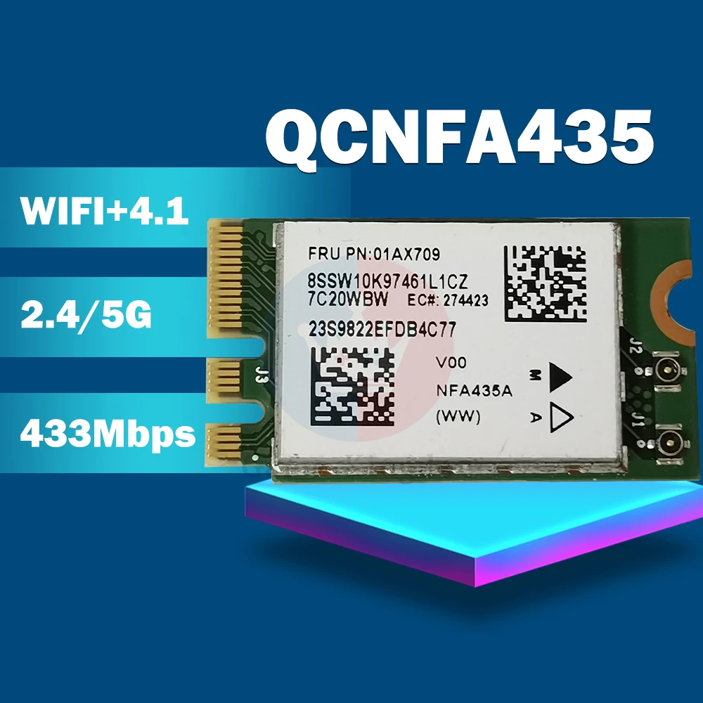 Для Lenovo IdeaPad 510 15IKB E31 E470 FRU 01AX709 Atheros QCNFA435 AC 2 4G & 5G NGFF 802.11ac Wi Fi + Bluetooth 4 1|Сетевые карты| |