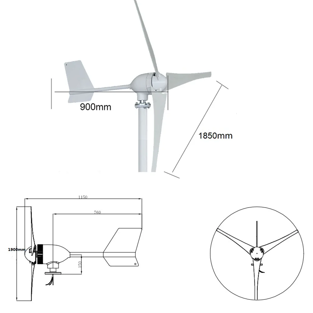 

1200W 12V/24V 48V 3 Blades Wind Turbine Generator Powerful Windmill Energy Turbines For Land And Marine Include Controller