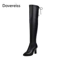 dovereiss 2022fashion women shoes winter sexy elegant silver brown stilettos heels ladies boots over the knee boots mature 31 46
