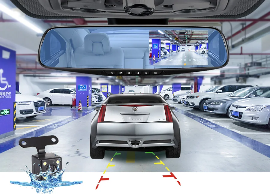 E-ACE A08/A13 Автомобильный видеорегистратор зеркальная камера видеорегистратор с двумя объективами с камерой заднего вида FHD Авто регистратор Автомобильная камера Dashcam
