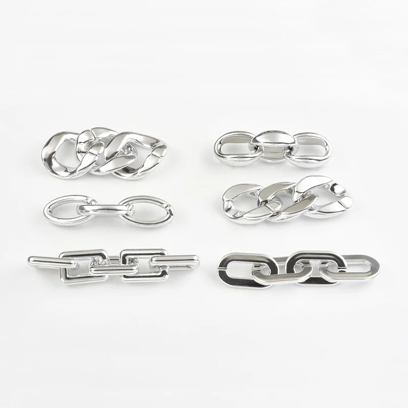 

20 Pcs/lot 7 Styles Sliver Acrylic Chain Links DIY Charm Accessories For Jewelry Making DIY Bracelet Personality Necklace