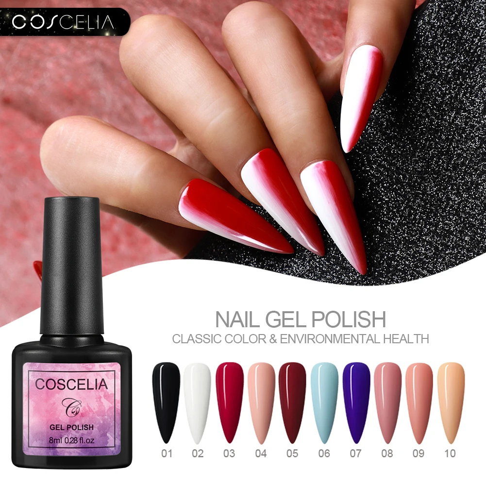 COSCELIA 8 мл чистый дизайн ногтей УФ светодиодный Гель лак для вылеченный светильник