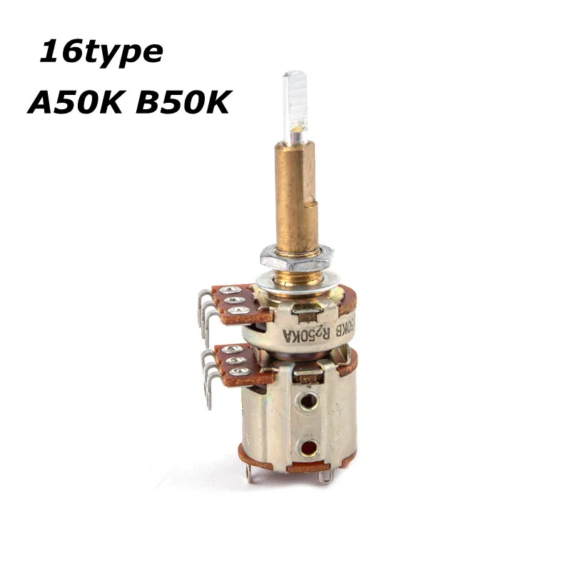 16type Double Shaft Potentiometer With Switch A50K B50K Shaft Length 30mm