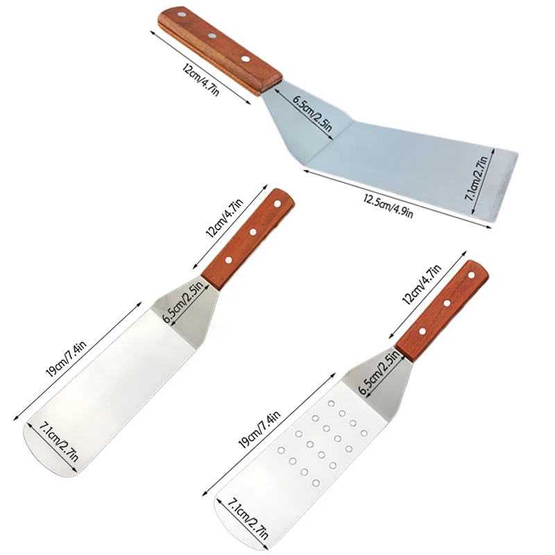TEENRA Stainless Steel Barbecue Fried Steak Shovel Scraper Pizza Spatula Egg Slotted Plastic Handle22 |