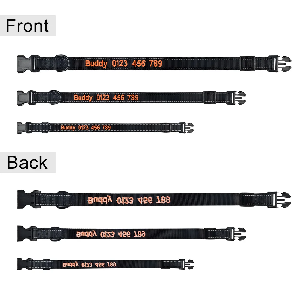 Вышитый ошейник для собак персонализированный светоотражающий регулируемый