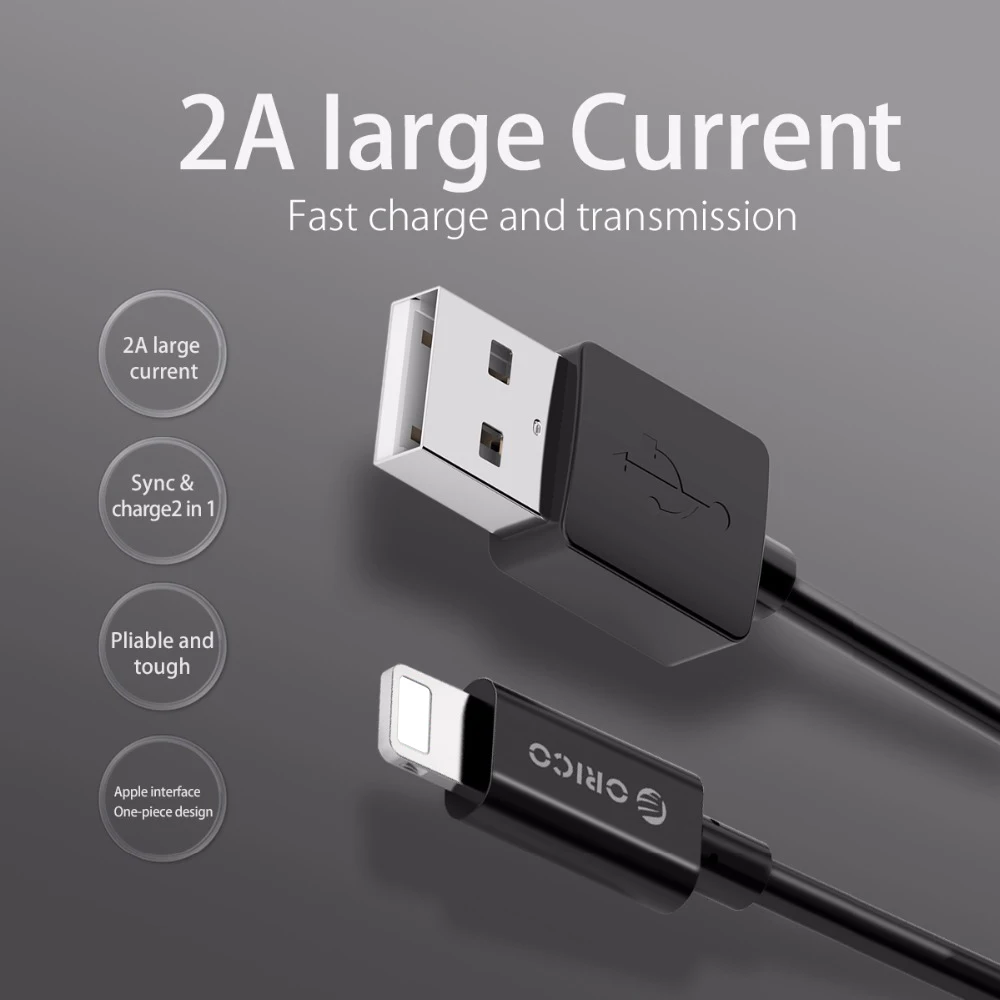 USB кабель для быстрой зарядки ORICO 2A iPhone x 7 6 8 plus передачи данных 5 5C 5S 5SE iPad usb|Кабели